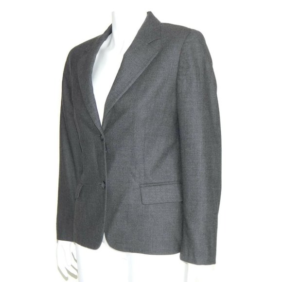 THEORY Blazer Gray Two Button Jacket Wool Career Women's size 8 - Picture 2 of 4